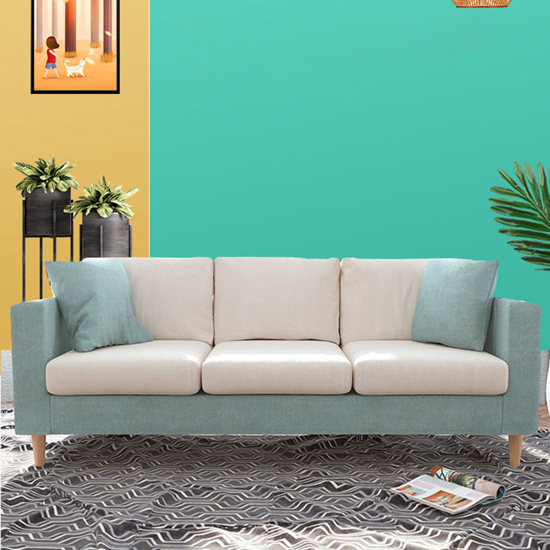 Contemporary White Cushions Standard Square Arm Stationary Sofa