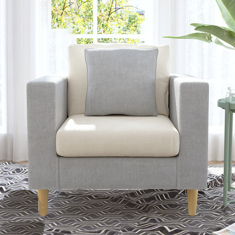 Contemporary White Cushions Standard Square Arm Stationary Sofa