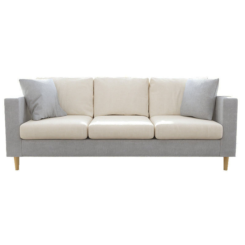 Contemporary White Cushions Standard Square Arm Stationary Sofa