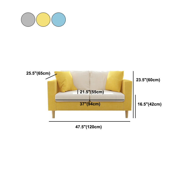 Contemporary White Cushions Standard Square Arm Stationary Sofa