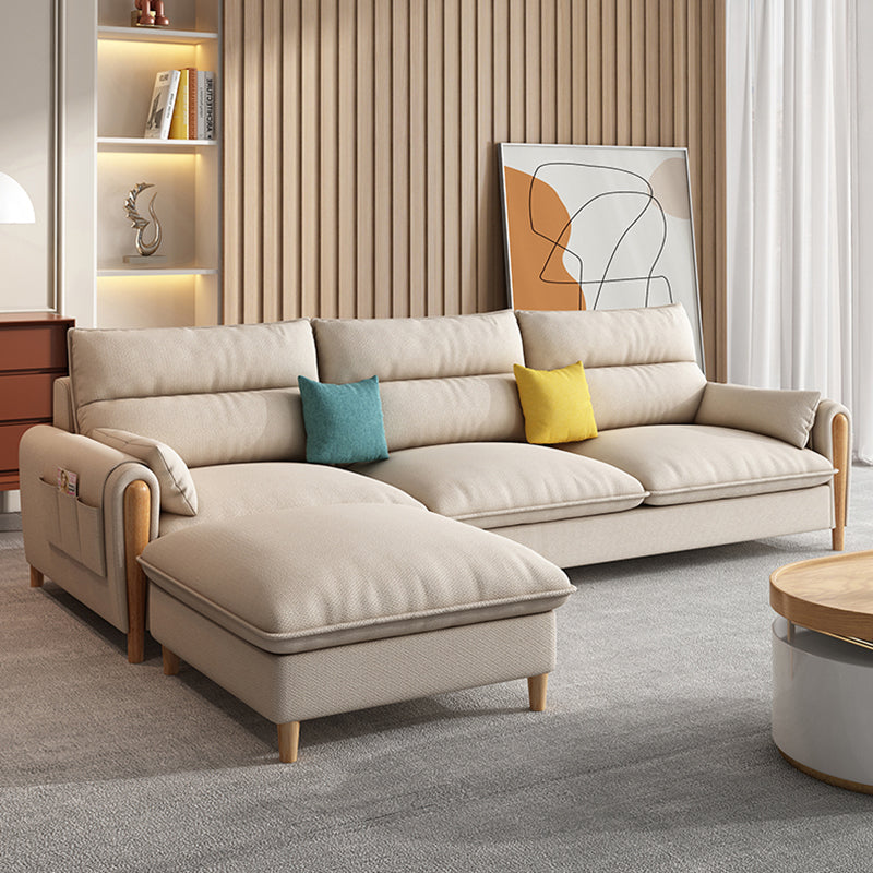 Modern Sewn Pillow Back Standard Pillow Top Arm with Storage Sofa