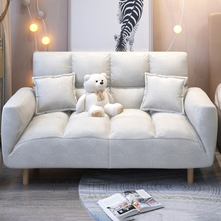 Linen Contemporary Square Arm Adjustable Sofa Convertible Sofa for Living Room