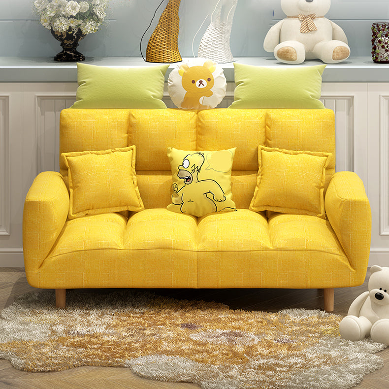 Linen Contemporary Square Arm Adjustable Sofa Convertible Sofa for Living Room