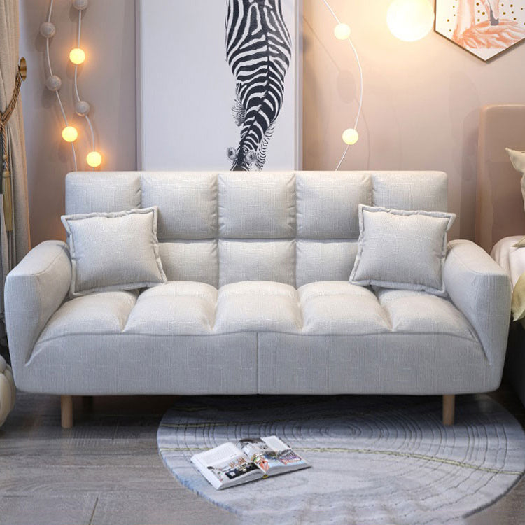 Linen Contemporary Square Arm Adjustable Sofa Convertible Sofa for Living Room