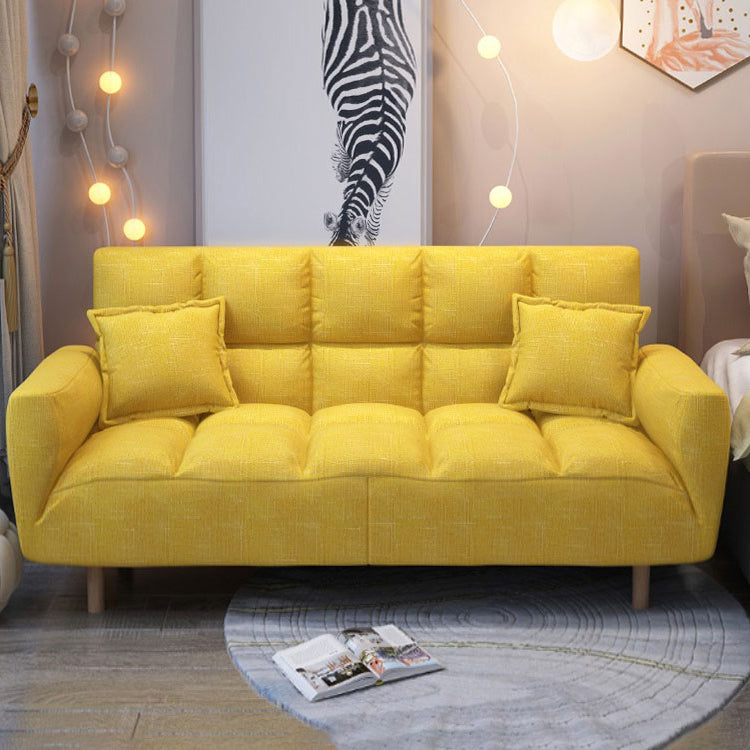 Linen Contemporary Square Arm Adjustable Sofa Convertible Sofa for Living Room