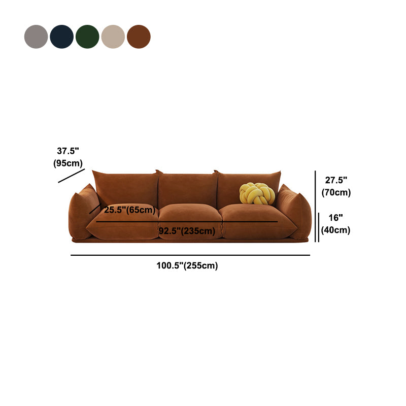 Velvet Pillow Top Arm Sofa with Pillows Back for Living Room