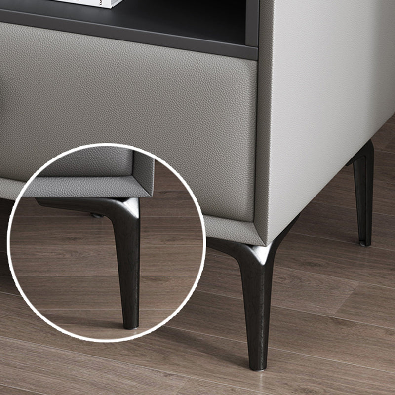 Stone/Wood Night Stand 19.69" Tall Modern 1 - Drawer Nightstand