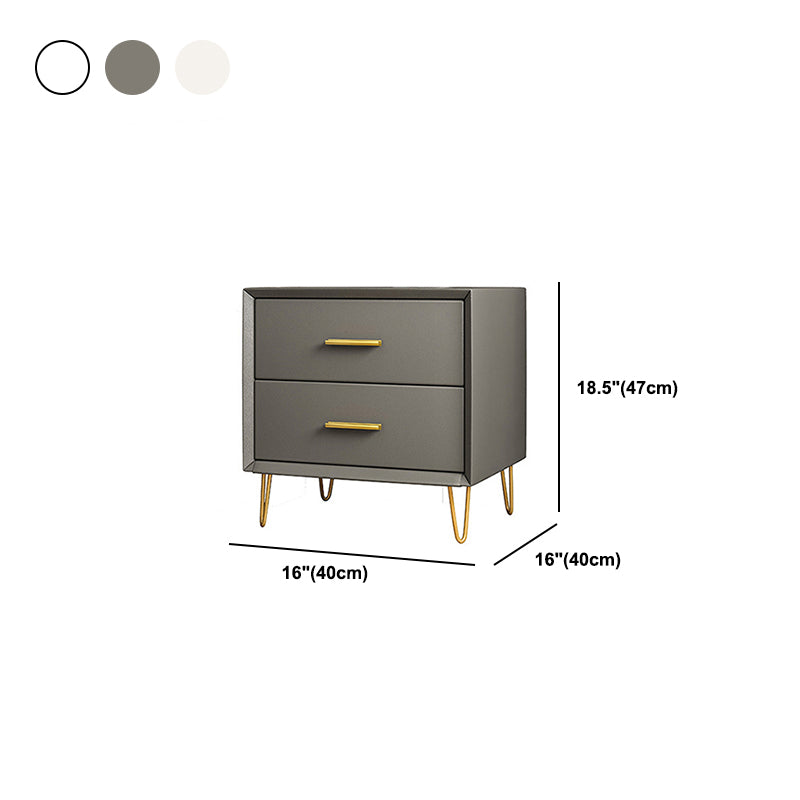 Wooden Nightstand 18.5"/19.2"' Tall 2 - Drawer Nightstand in White / Blue / Grey