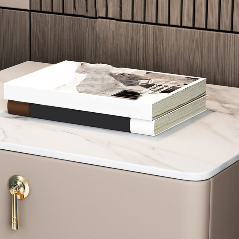 Solid Wood Frame 2 Drawer Leather Gold Table Legs Multi Color Choice Nightstand