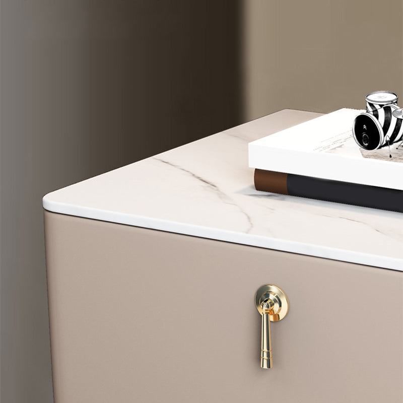 Solid Wood Frame 2 Drawer Leather Gold Table Legs Multi Color Choice Nightstand