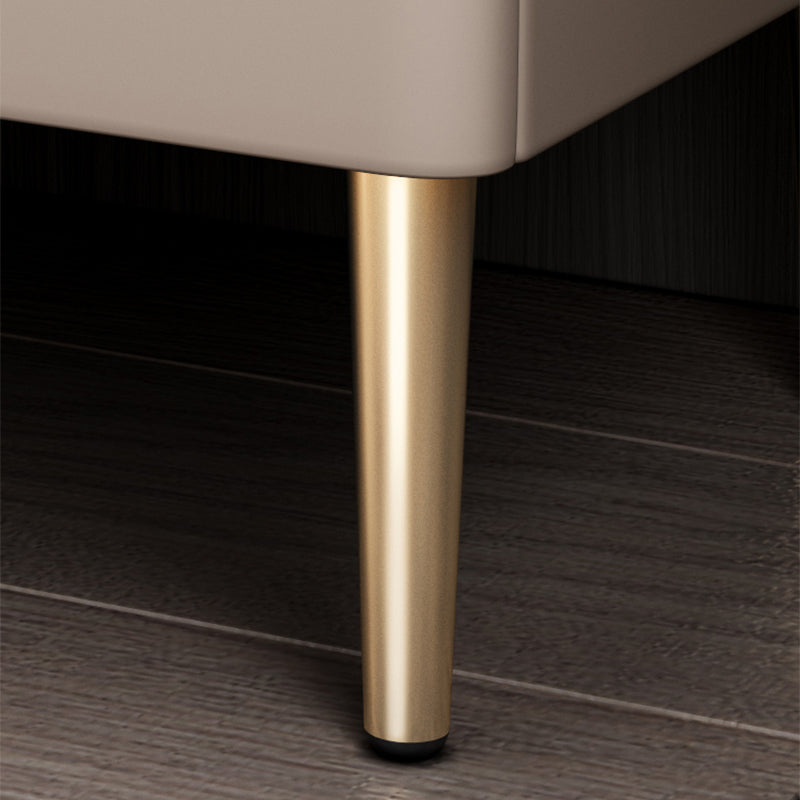Solid Wood Frame 2 Drawer Leather Gold Table Legs Multi Color Choice Nightstand