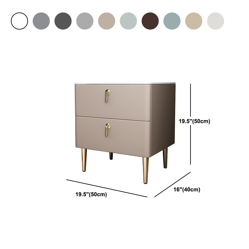 Solid Wood Frame 2 Drawer Leather Gold Table Legs Multi Color Choice Nightstand