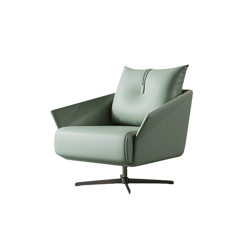 Solid Color Faux Leather Arms Included Swivel with Cushion Barrel Chair