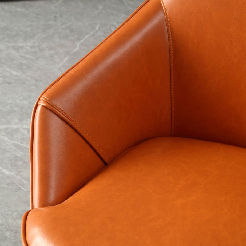 Solid Color Armchair Tight Back Leather Accent Chair with Four Legs