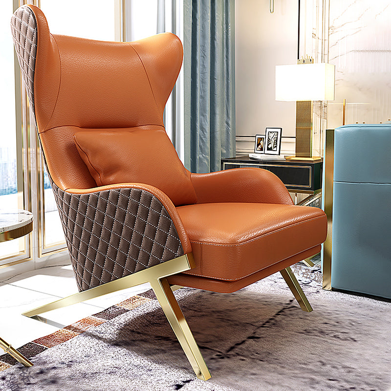 Scandinavian Leather Accent Chair for Living Room, High/ Low Back Chair
