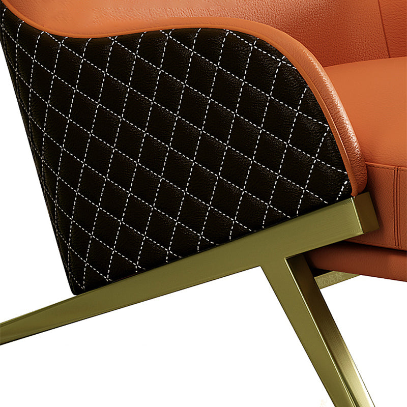 Scandinavian Leather Accent Chair for Living Room, High/ Low Back Chair