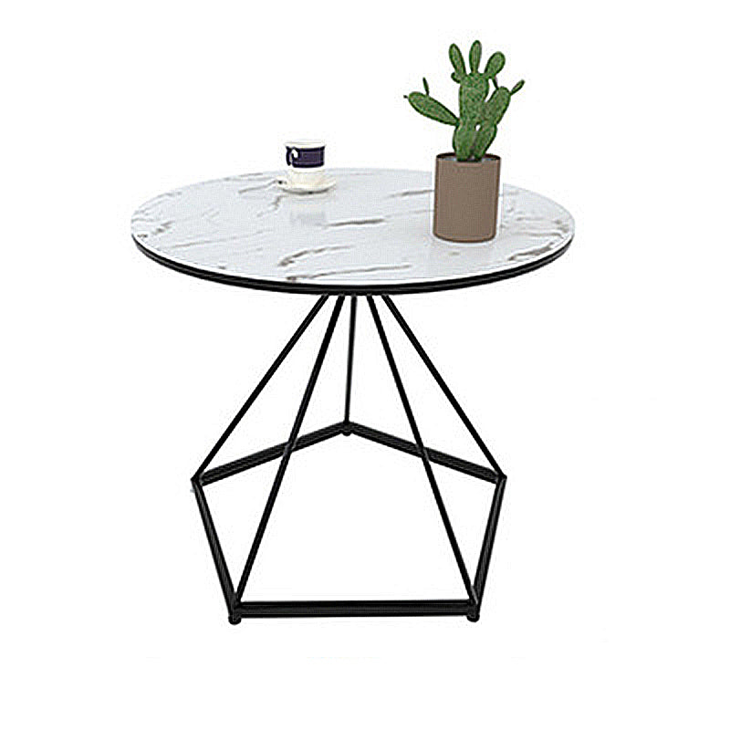 Modern Frame End Table Marble/metal Top Round Side Table for Living Room