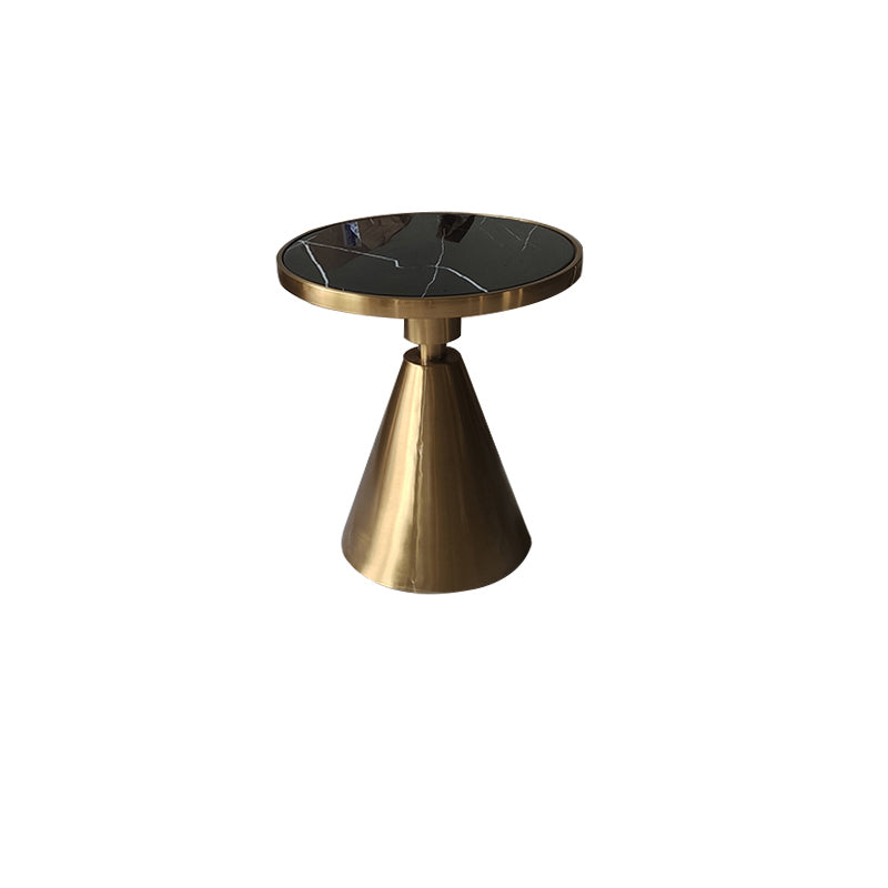 23.6"Tall Modern Mental Pedestal Side Table Marble Round Top End Table for Living Room