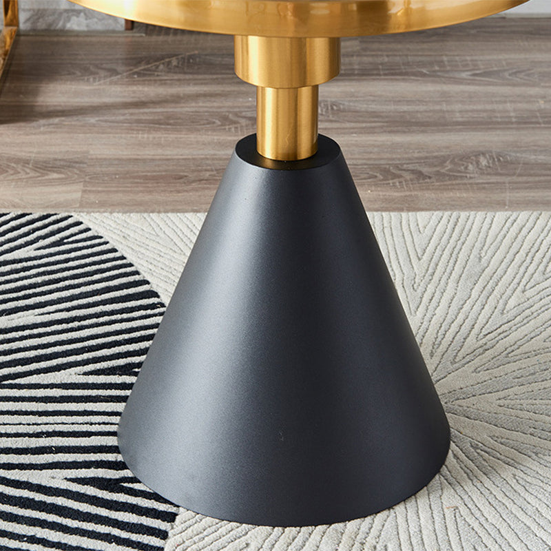 23.6"Tall Modern Mental Pedestal Side Table Marble Round Top End Table for Living Room