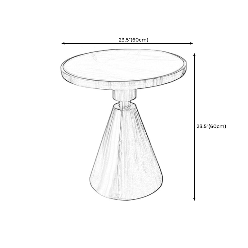 23.6"Tall Modern Mental Pedestal Side Table Marble Round Top End Table for Living Room