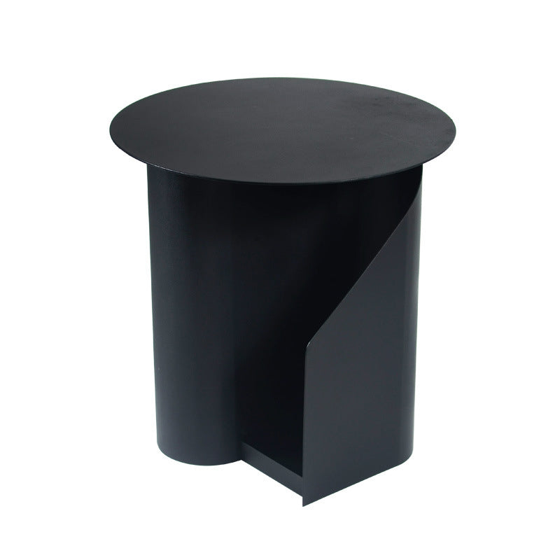 18.5" Tall Modern Mental Abstract Side Table Round Top End Table with Storage
