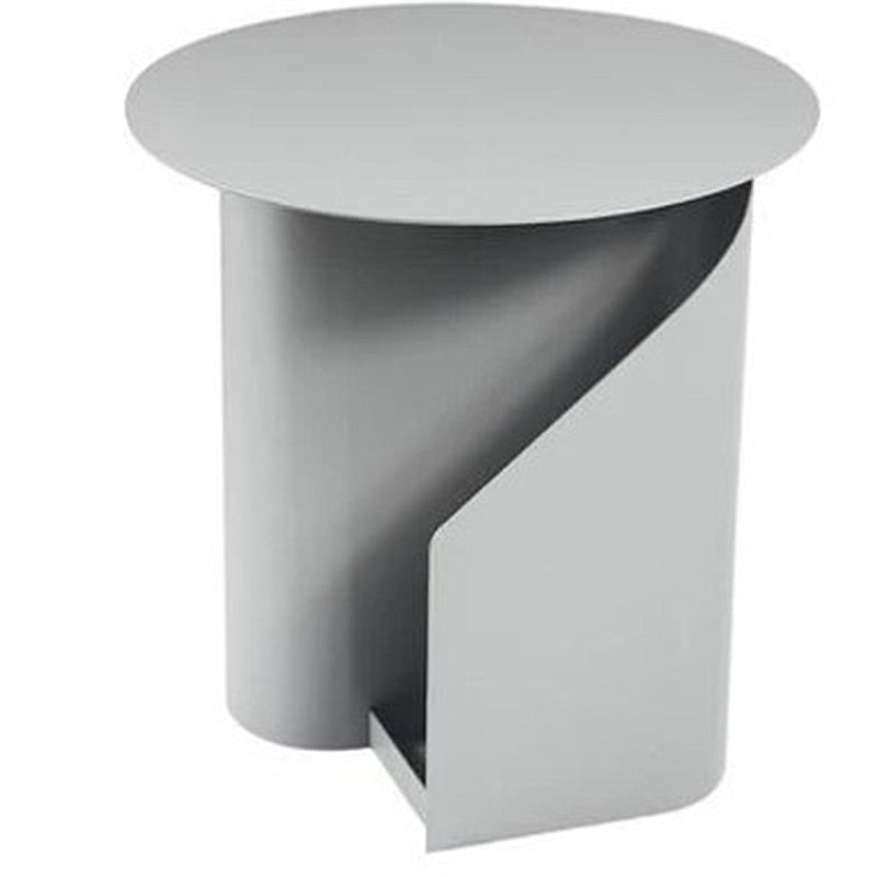 18.5" Tall Modern Mental Abstract Side Table Round Top End Table with Storage