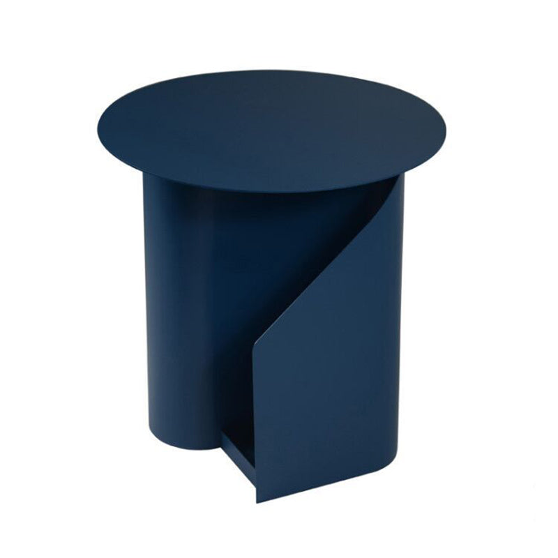 18.5" Tall Modern Mental Abstract Side Table Round Top End Table with Storage