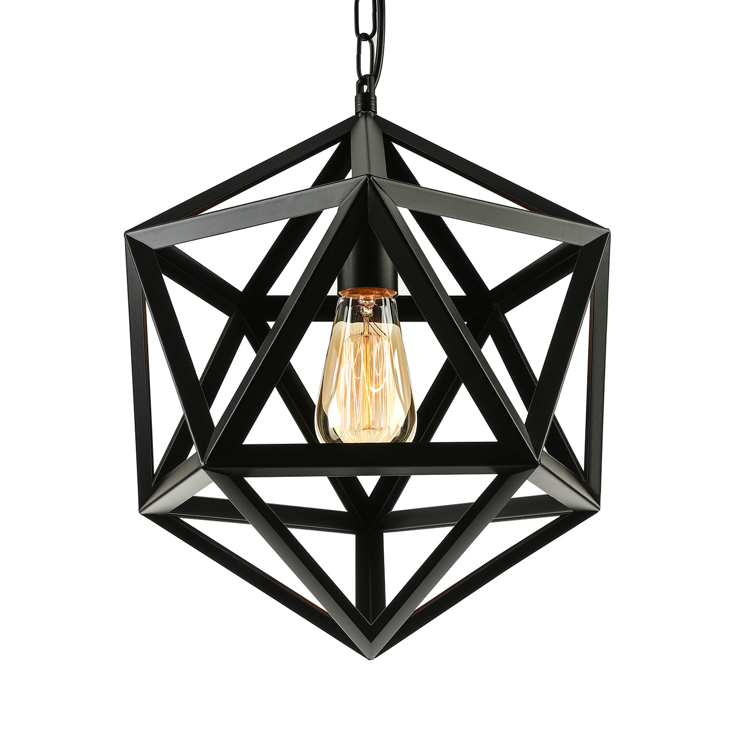 14 "/ 18" Dia Geométrique Métal Éclairage pendentif industriel 1 Bulbe Room Plafond Light in Black / Rust