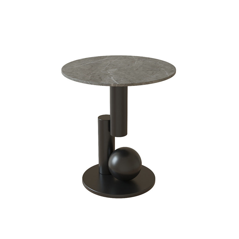 21.6"H Modern Single Pedestal Base Solid Color Metal Round End Table
