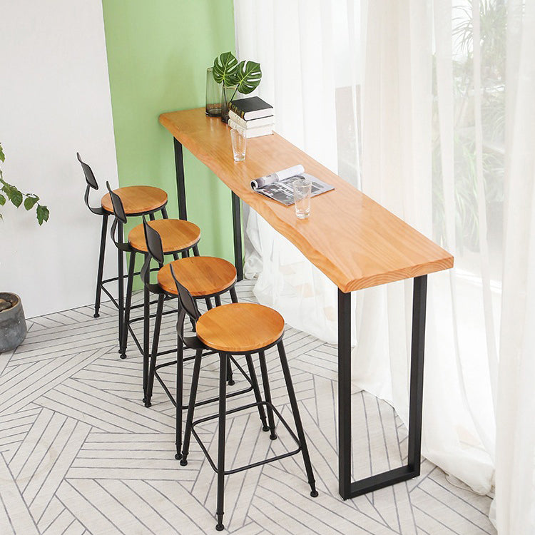 Rectangle Bar Dining Table Contemporary Bar Table with Black Sled Base