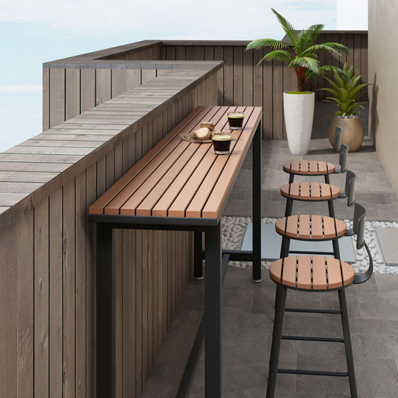 Brown Rectangle Bar Table Contemporary Bar Table with Trestle Base