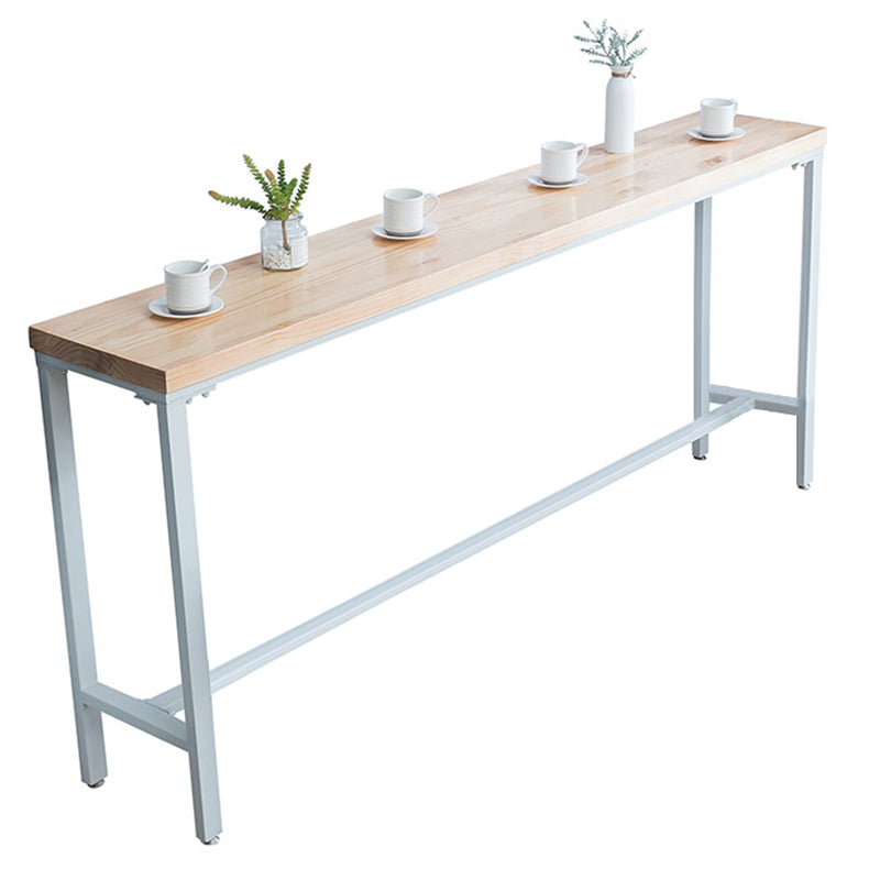 Indoor Wood Counter Wine Table Rectangle Natural and White Bar Height Pub Table