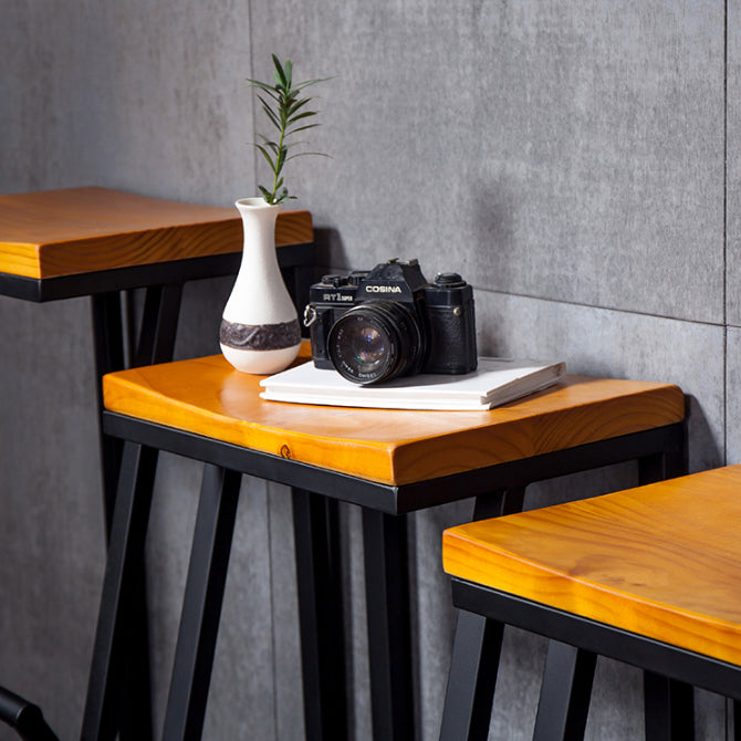 Industrial Square Counter & Bar Stool Metal Natural Counter Height Stool for Cafe