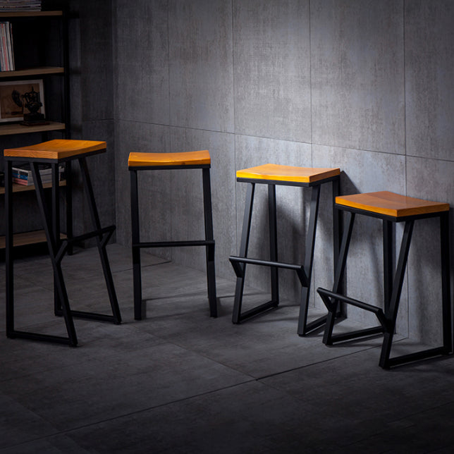 Industrial Square Counter & Bar Stool Metal Natural Counter Height Stool for Cafe