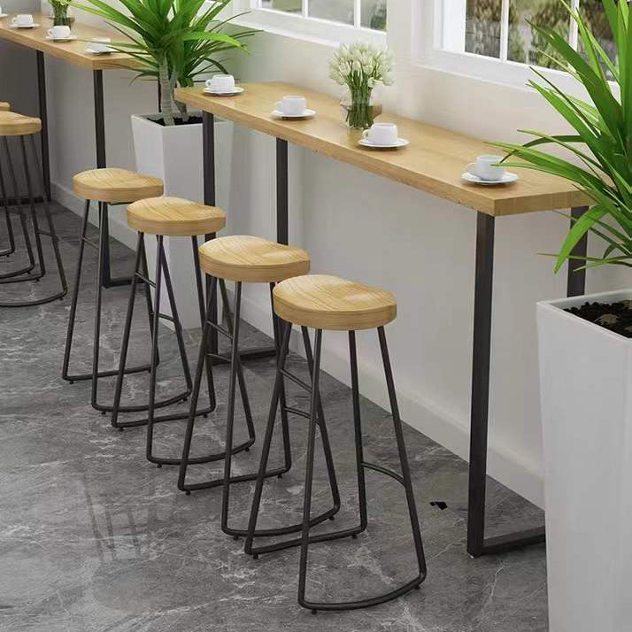 Modern Saddle Seat Bar Stool Wood and Metal Indoor Counter-height Stool