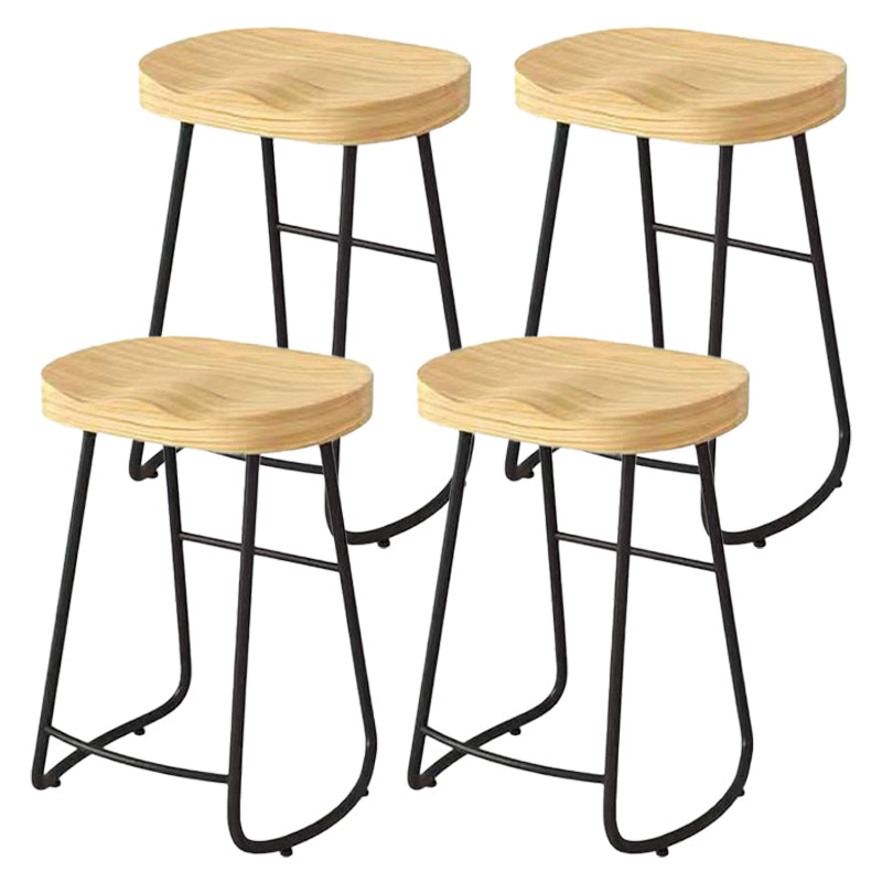 Modern Saddle Seat Bar Stool Wood and Metal Indoor Counter-height Stool
