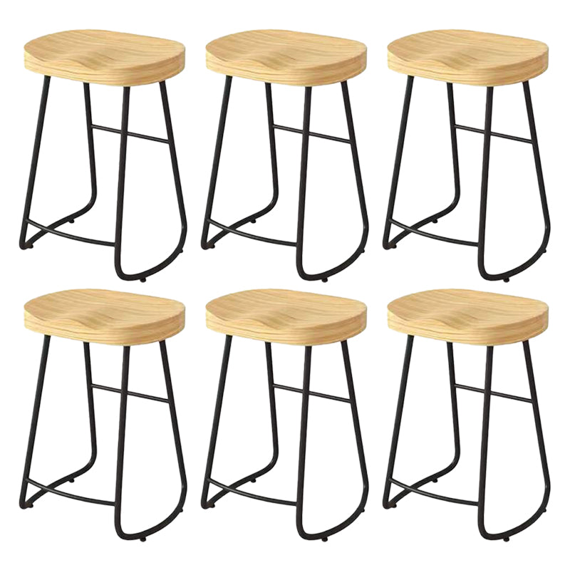 Modern Saddle Seat Bar Stool Wood and Metal Indoor Counter-height Stool