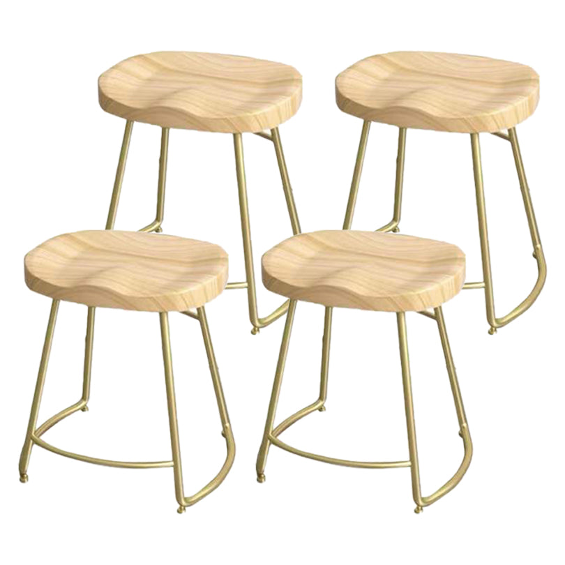 Modern Saddle Seat Bar Stool Wood and Metal Indoor Counter-height Stool