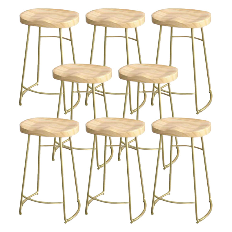Modern Saddle Seat Bar Stool Wood and Metal Indoor Counter-height Stool