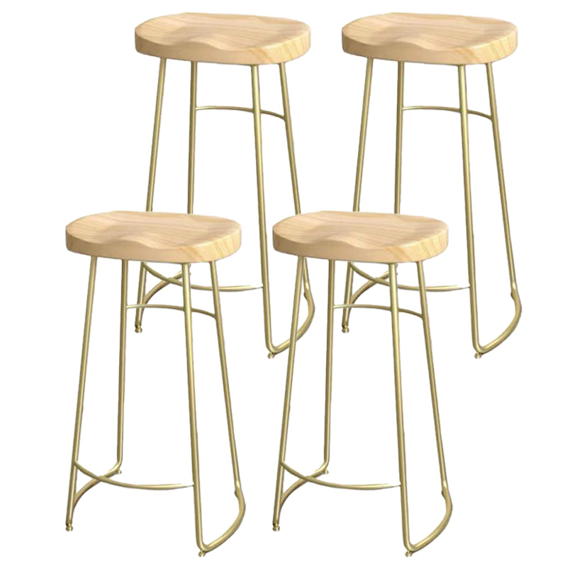 Modern Saddle Seat Bar Stool Wood and Metal Indoor Counter-height Stool