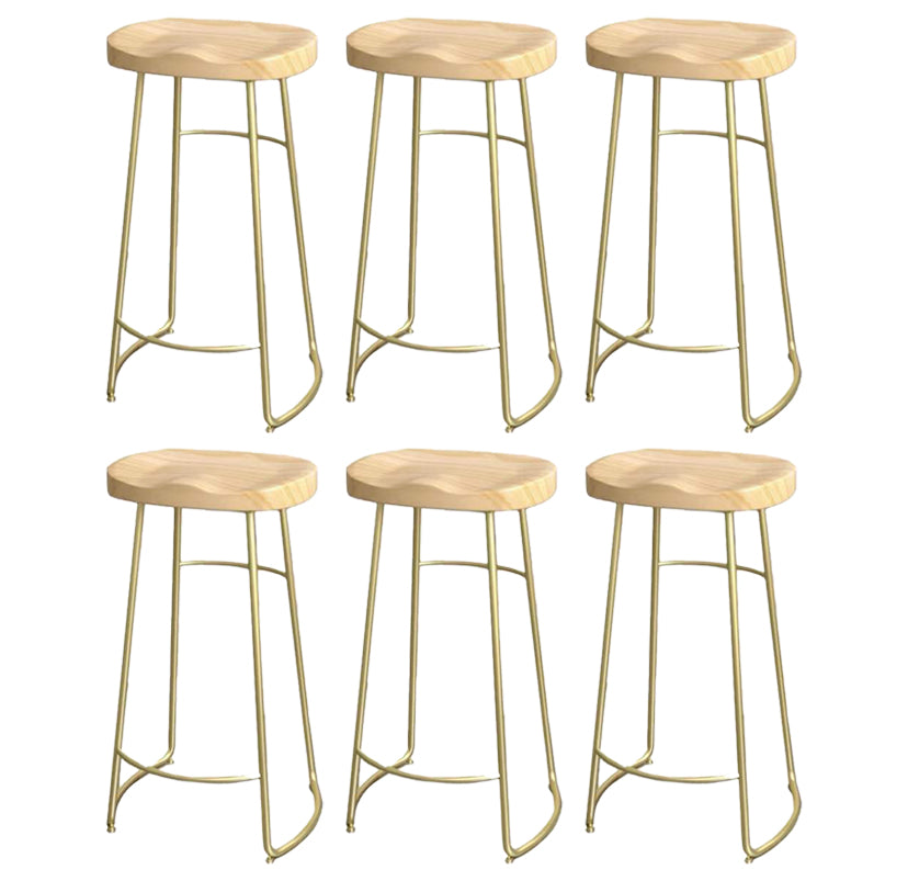 Modern Saddle Seat Bar Stool Wood and Metal Indoor Counter-height Stool