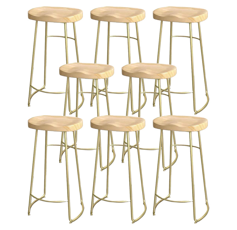 Modern Saddle Seat Bar Stool Wood and Metal Indoor Counter-height Stool