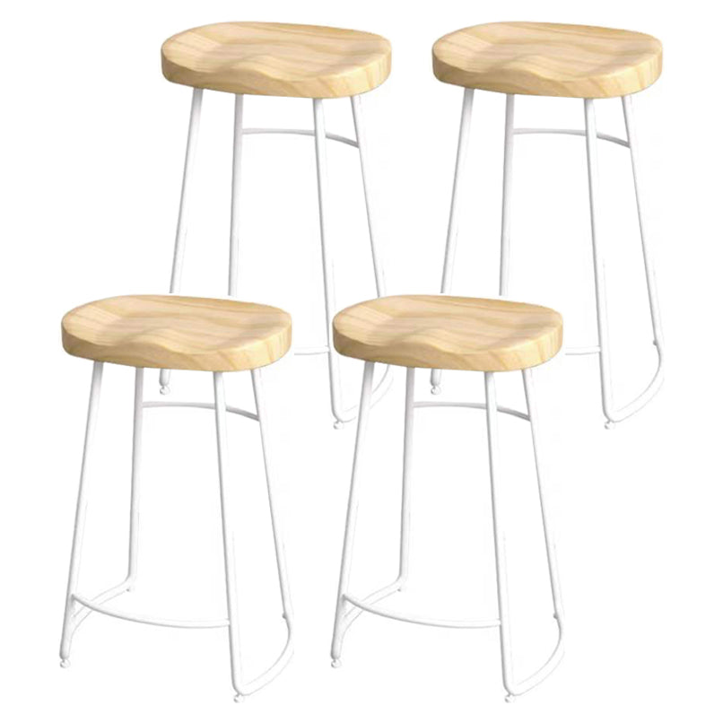 Modern Saddle Seat Bar Stool Wood and Metal Indoor Counter-height Stool