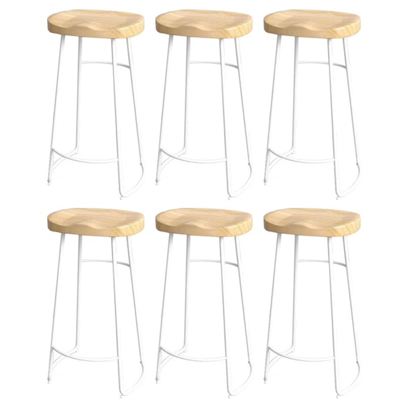 Modern Saddle Seat Bar Stool Wood and Metal Indoor Counter-height Stool