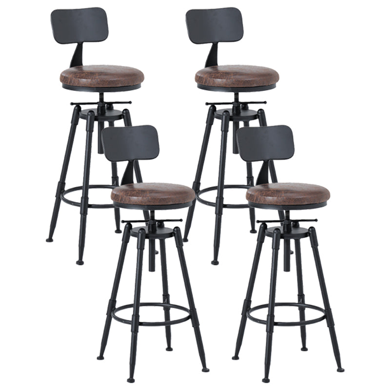 Black Industrial Round Counter Stool Metal Adjustable Height Bar Stool with Swivel