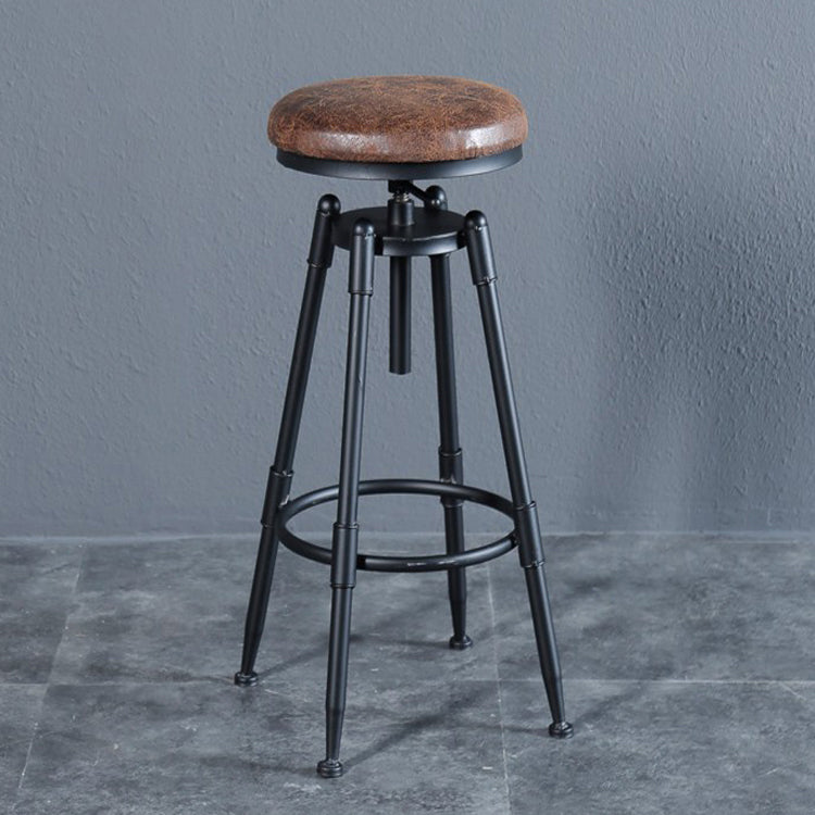 Black Industrial Round Counter Stool Metal Adjustable Height Bar Stool with Swivel