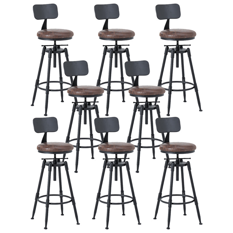 Black Industrial Round Counter Stool Metal Adjustable Height Bar Stool with Swivel