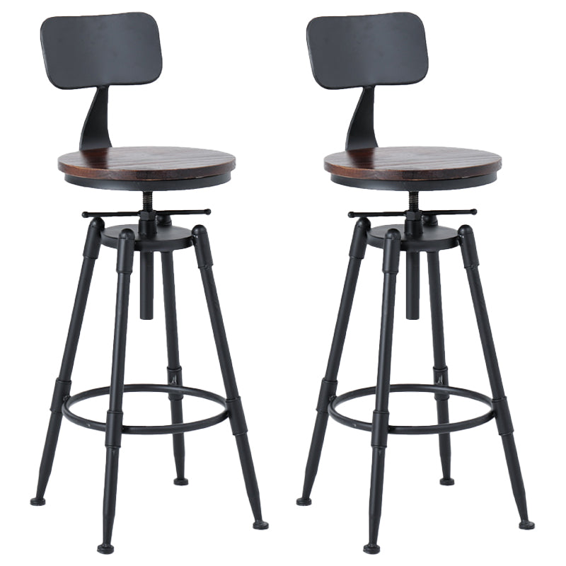 Black Industrial Round Counter Stool Metal Adjustable Height Bar Stool with Swivel