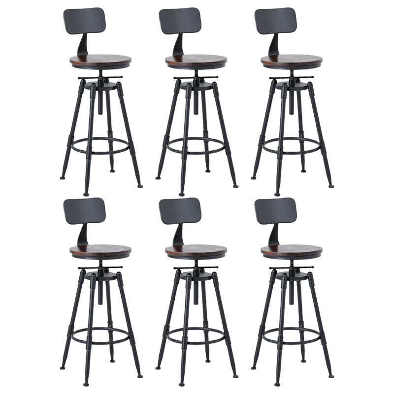 Black Industrial Round Counter Stool Metal Adjustable Height Bar Stool with Swivel