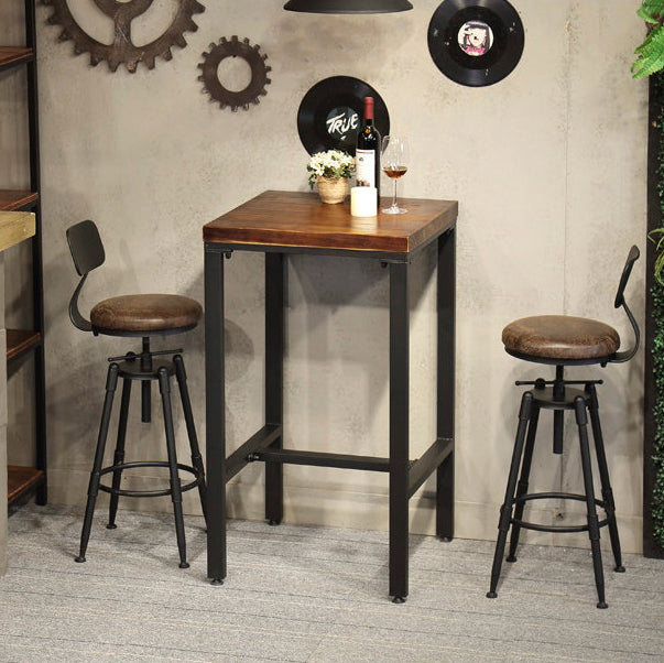 Black Industrial Round Counter Stool Metal Adjustable Height Bar Stool with Swivel